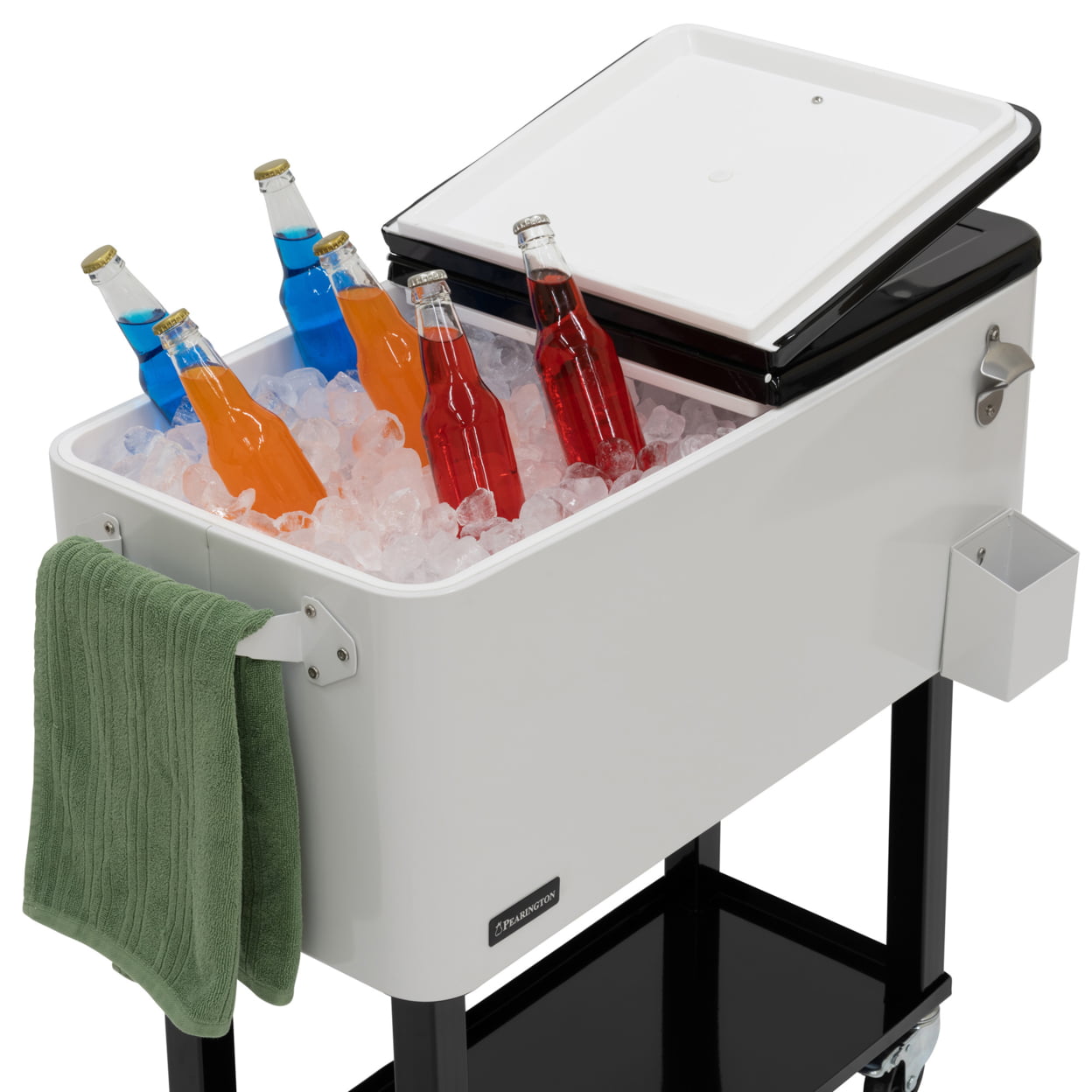 80 Qt. White And Black Chest Cooler With Bottle Opener