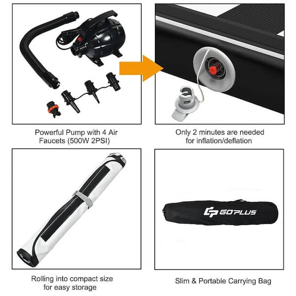 10 ft. Black PVC Air Track Inflatable Gymnastics Tumbling Mat w/Pump