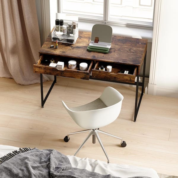 43.31 in. Rustic Brown Computer Desk with 2-Drawers
