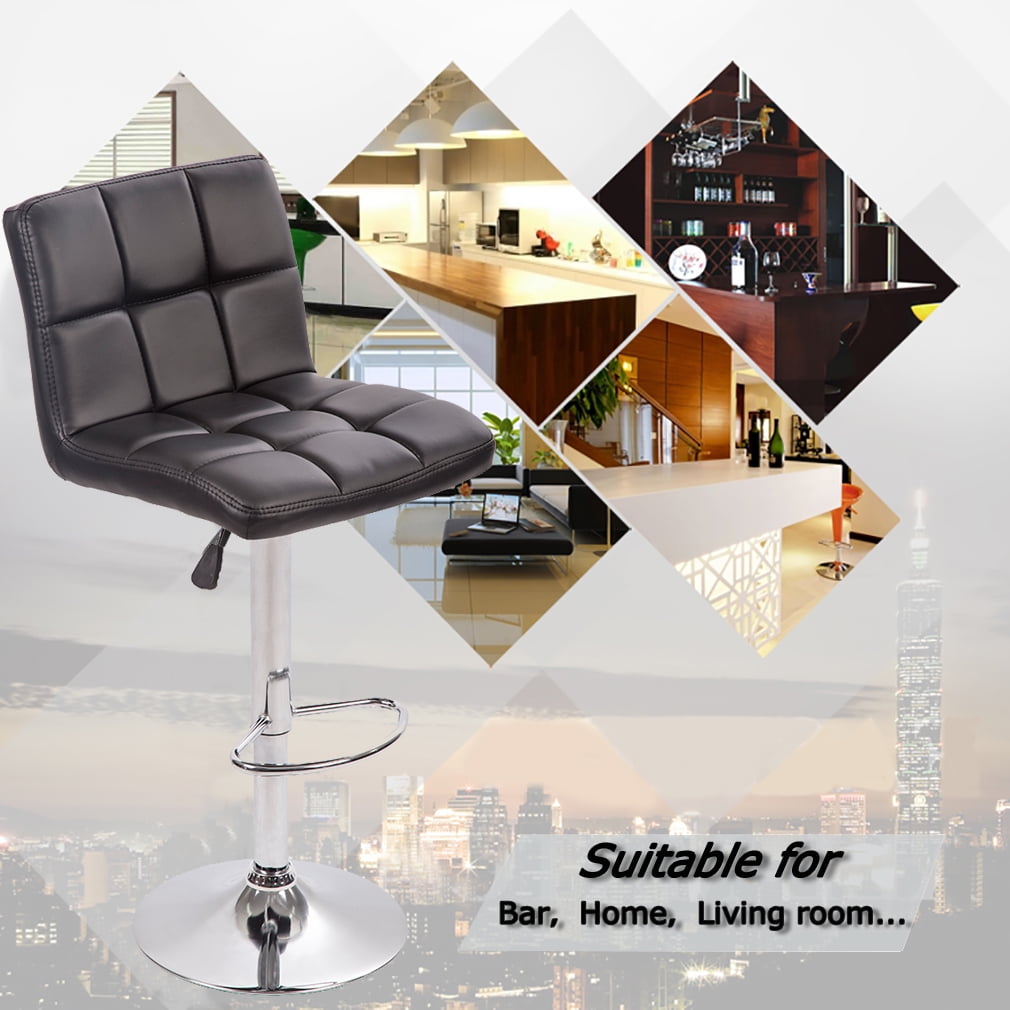 FDW Bar Stool with Swivel & Adjustable Height, Black, Set of 2