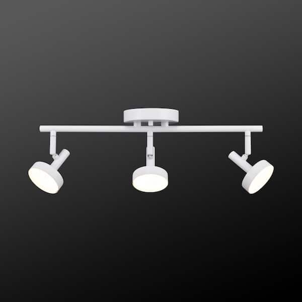 1.5 ft. 3-Light Matte White Integrated LED Fixed Track Lighting Kit with Frosted Diffusers