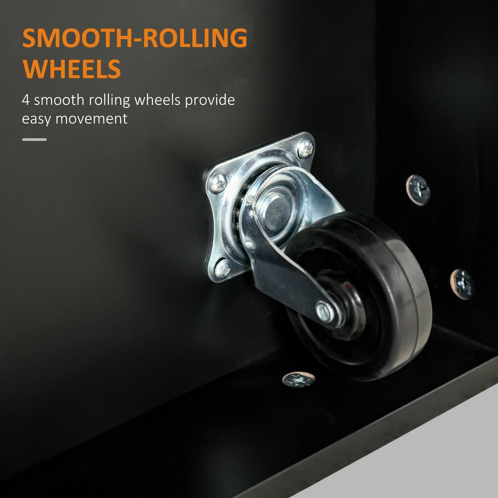 HomCom Wooden Mobile Kitchen Island Cart with Drawers and Wheel - Black