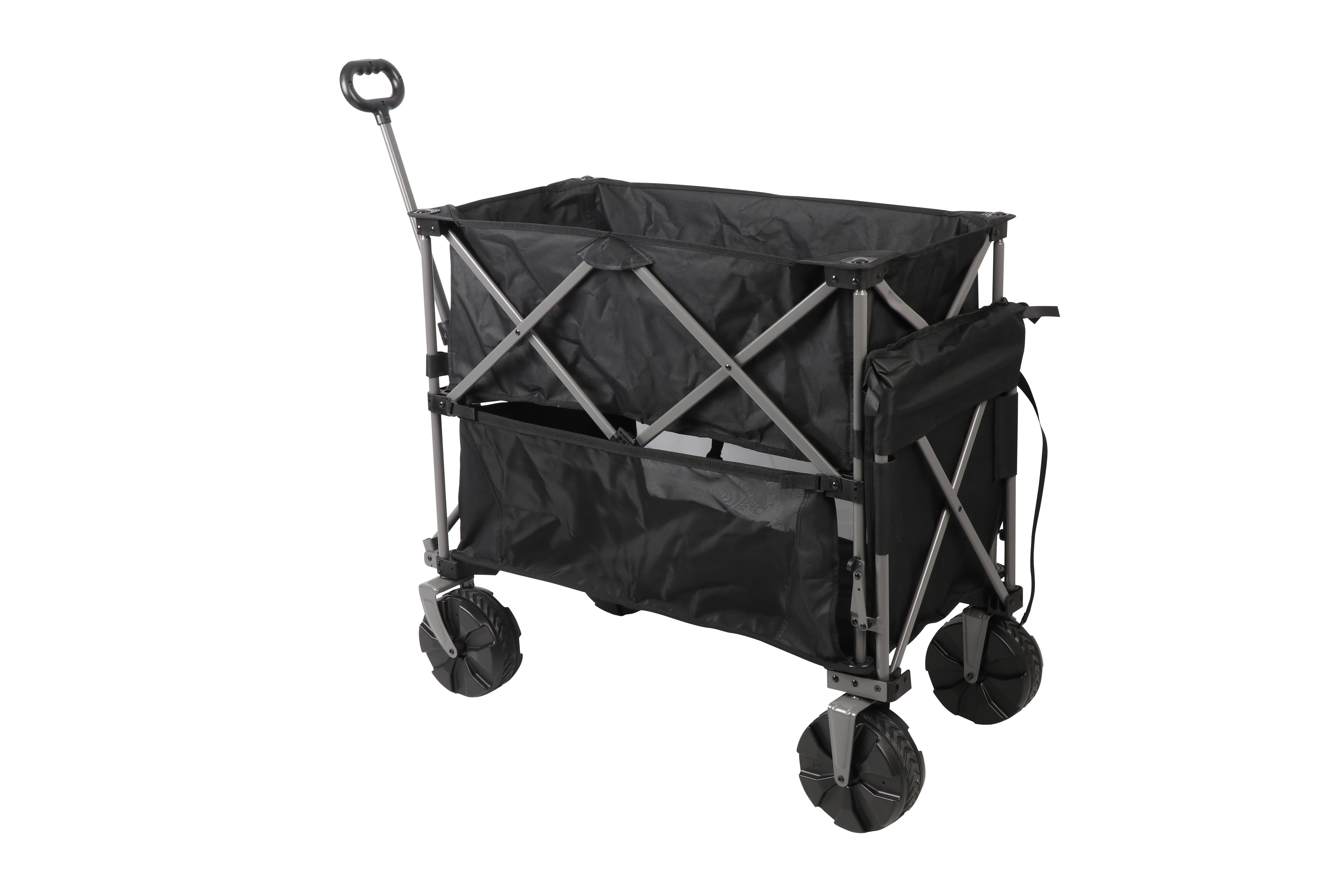Ozark Trail Double Decker Folding Wagon with Extension Handle, Black