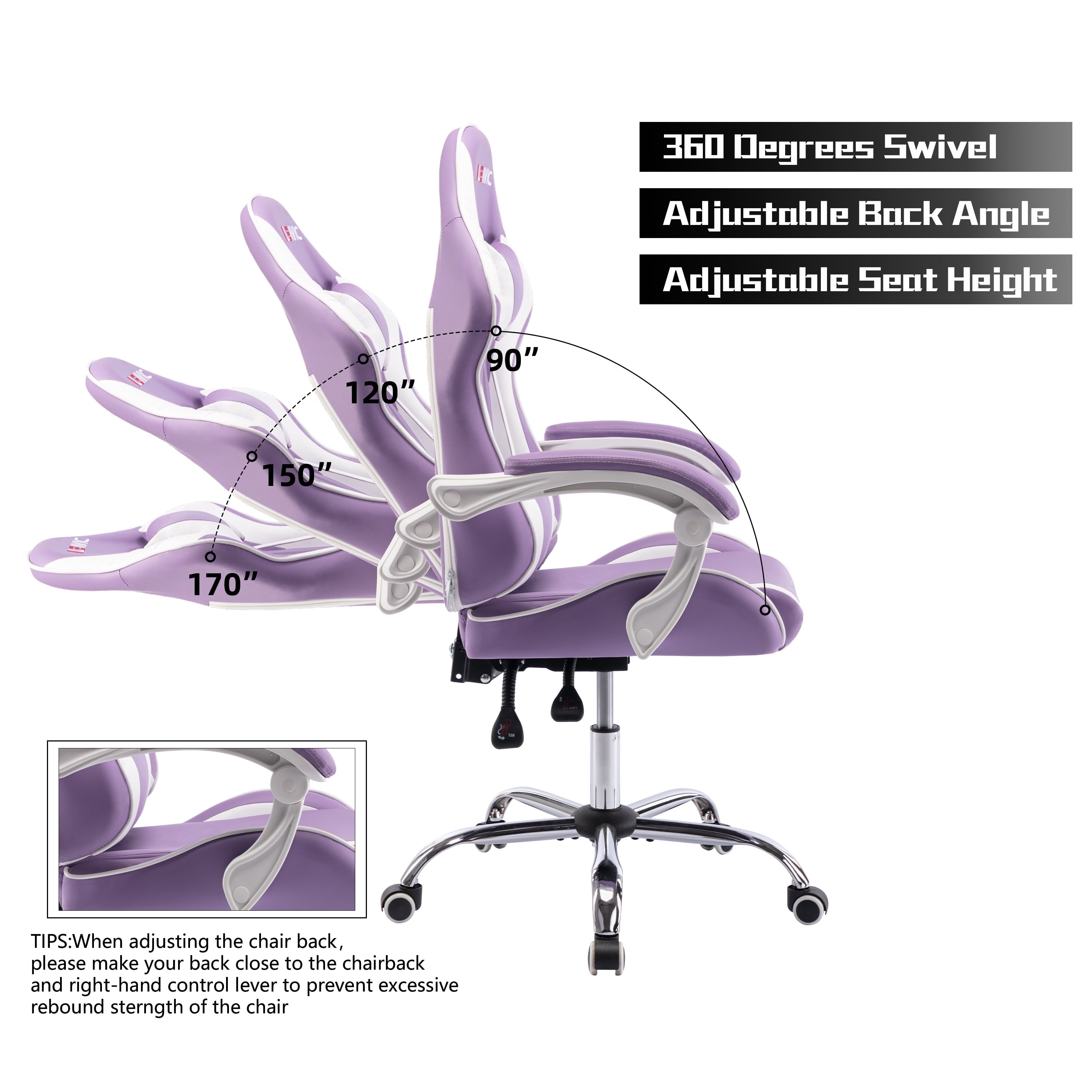 XINMICS Ergonomic Gaming Chair Gaming Massage Chair Massage Function Lying Recliner Seat Home Office Chair