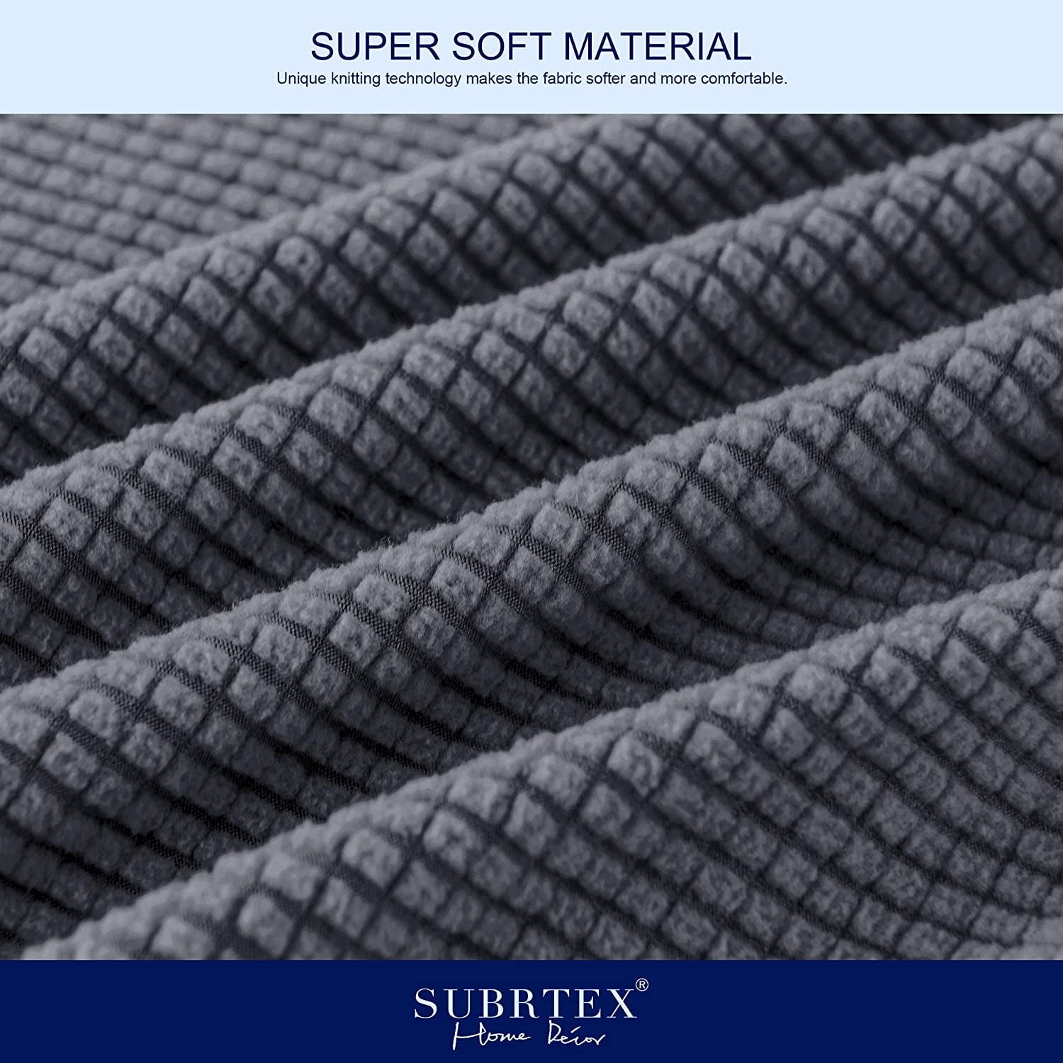 Subrtex 3-Piece High Spandex Textured Grid Sofa Slipcover, Separate Cushion Cover(Gray, Loveseat)