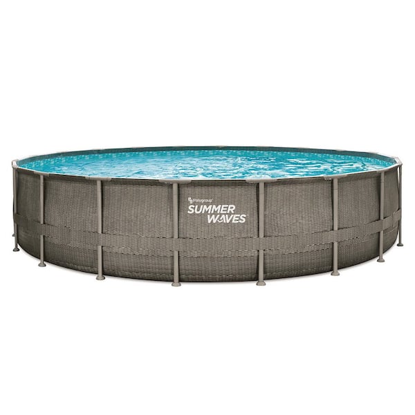 Elite Dark Basketweave 20 ft. Round 48 in. Deep Metal Frame Pool