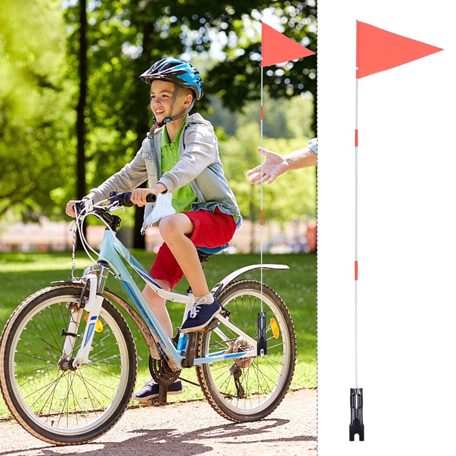 1 Set Bike Safety Flag Fiberglass Pole Children's Tail Triangular Flag