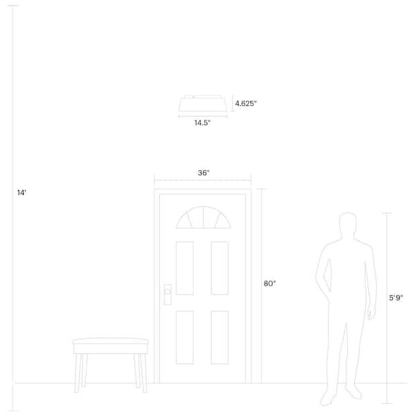 Asher 14.5 in. W 3-Light Matte White and Gold Leaf Semi Flush Mount Light
