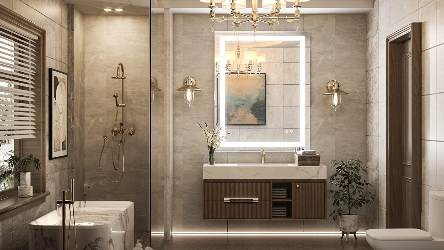 30 x 36 Bathroom LED Mirror Vanity Mirror with Lights,Dimmable ,Anti-Fog,Makeup Wall Mounted Modern Lighted Mirror