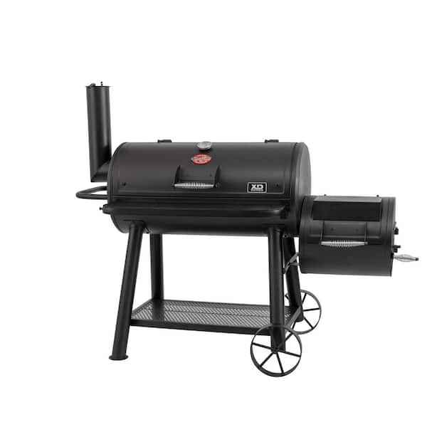 Grand Champ Charcoal Grill and Offset Smoker in Black