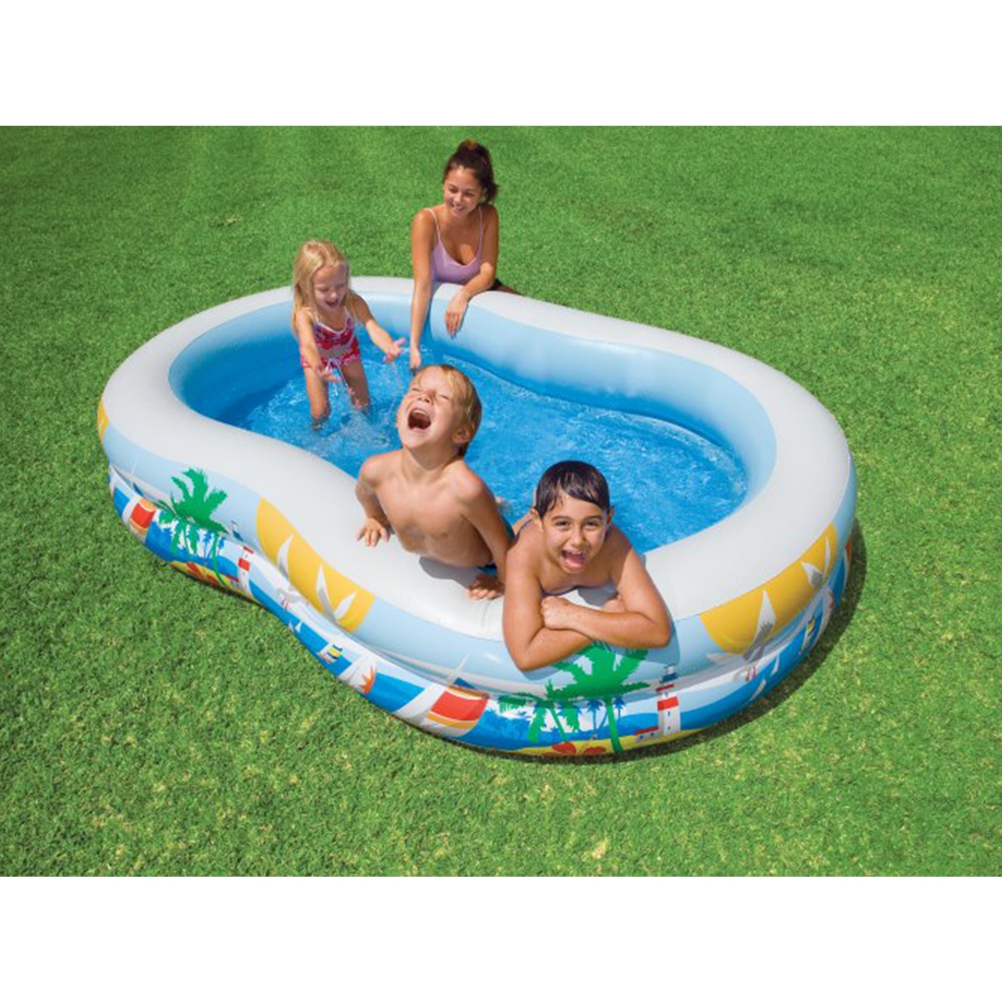 Intex 8.5’x5.25’x18” Seaside Paradise Inflatable Kiddie Pool & Electric Air Pump