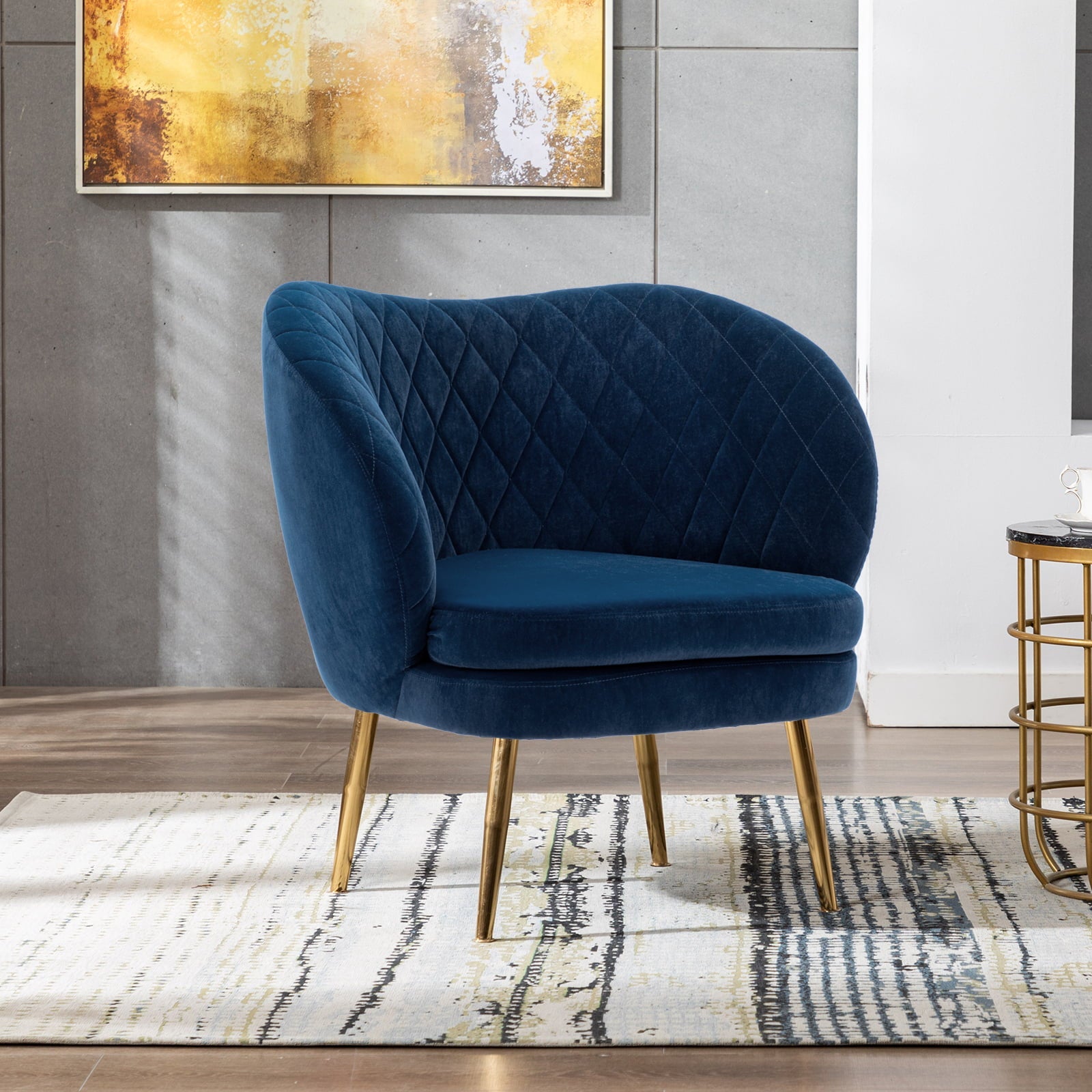 Duhome Accent Chair Single Sofa with Arm Velvet Blue 1 Pcs
