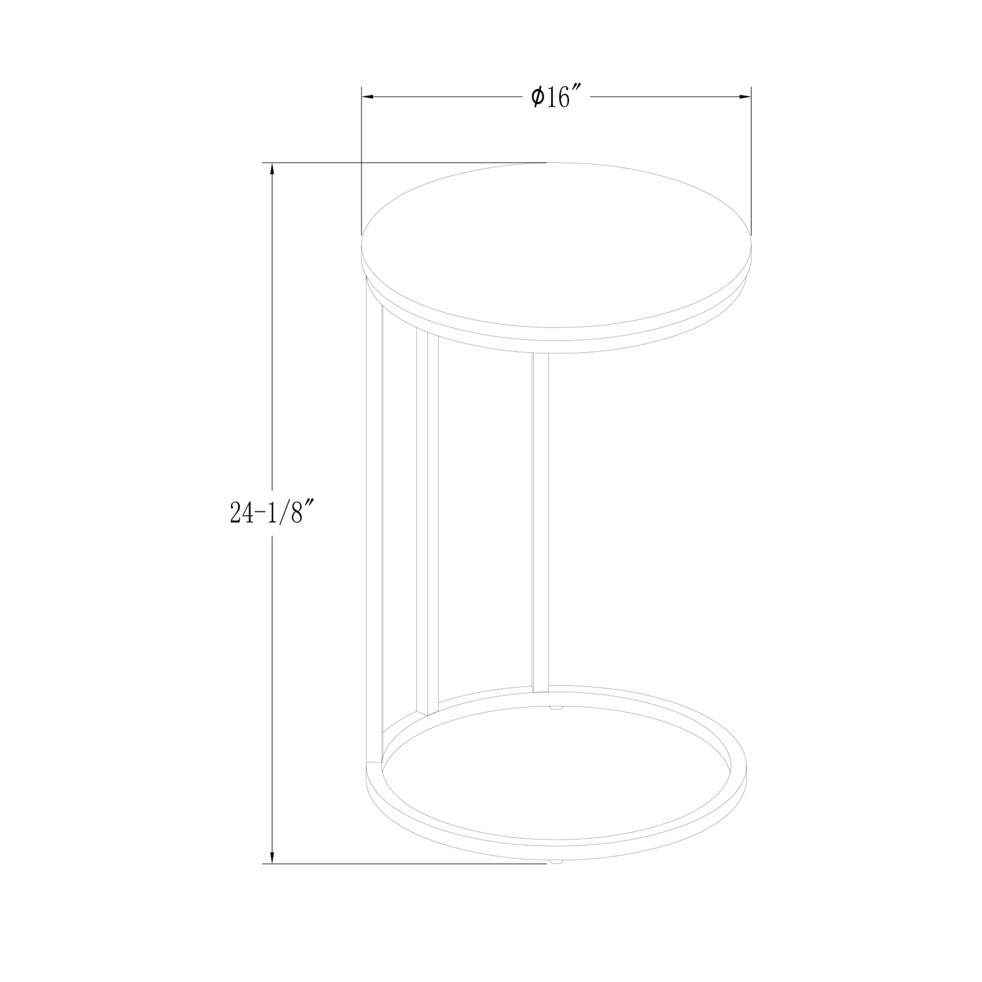 Ember Interiors Modern Glam Athena C-Shaped End Table, Faux Marble/Gold