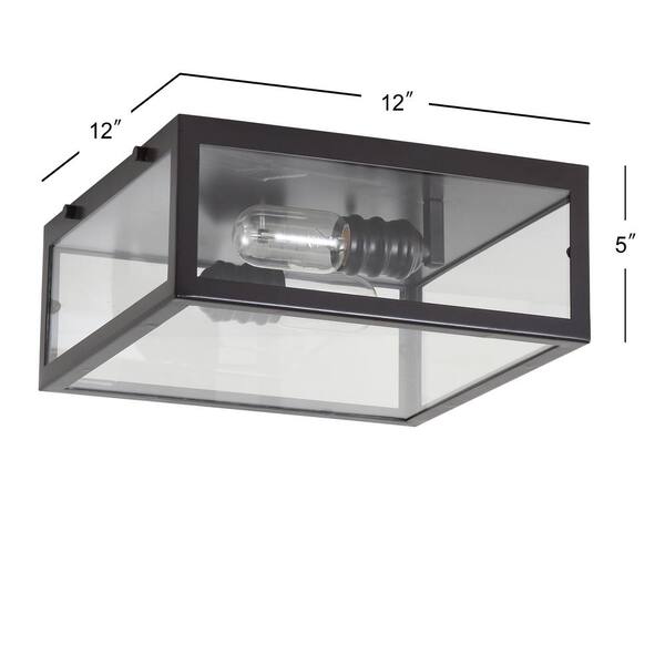 Grayson 12 in. Oil Rubbed Bronze/Clear Metal/Glass LED Flush Mount