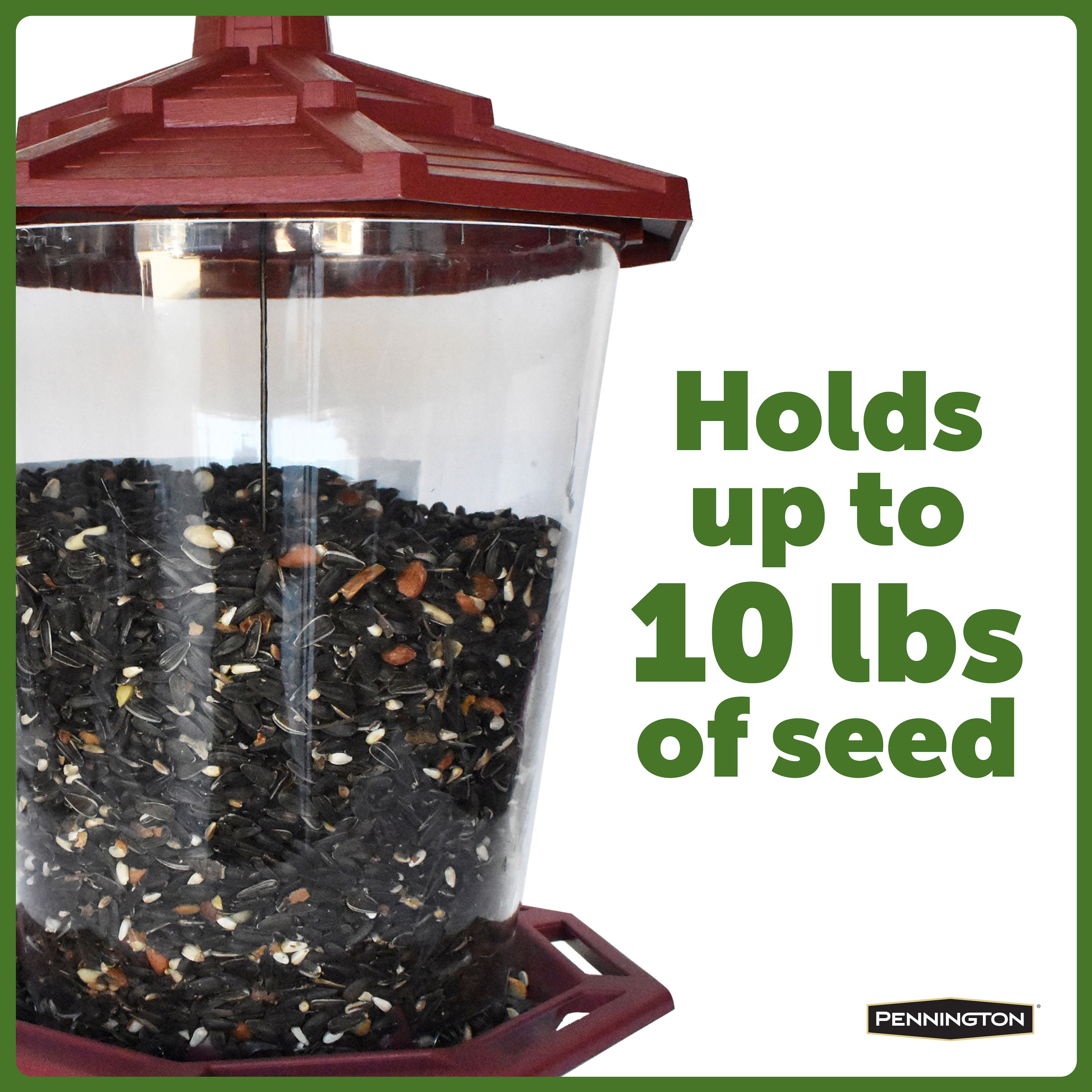 Pennington Red Resin Grand Ecozebo Wild Bird Feeder, 10 lb. Capacity, 1 Pack