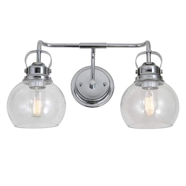 Shirley 17.5 in. 2-Light Metal/ Bubbled Glass Chrome Vanity Light