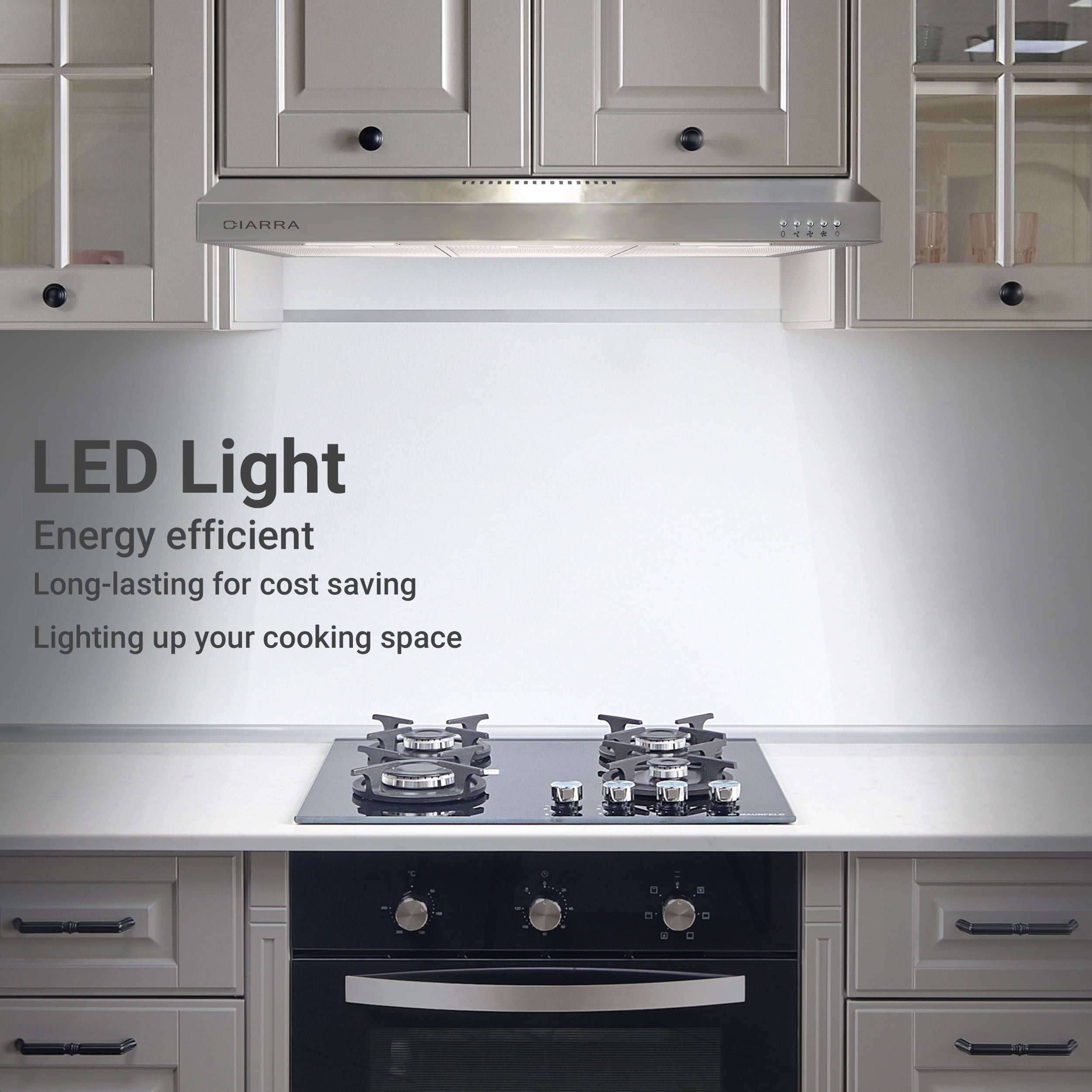 CIARRA 30 in Convertible Range Hood Under Cabinet Stainless Steel with 3 Speed Exhaust Fan CAS918A75