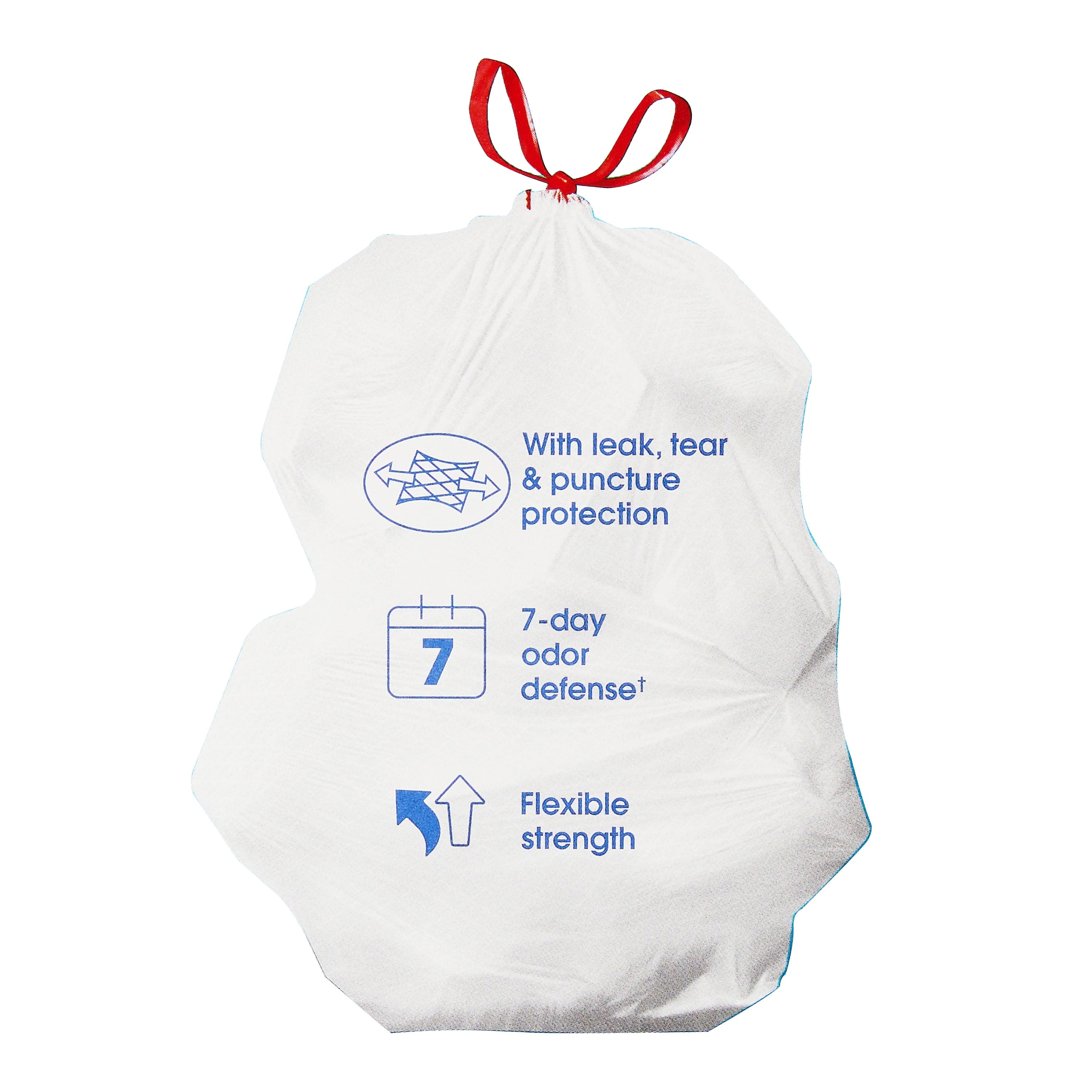 Great Value 13-Gallon White Strong Flex Drawstring Tall Kitchen Garbage Bags, Fresh Scent, 40 Bags