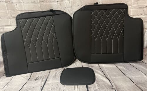 Aierxuan Faux Leather Full Set Seat Covers blk/white Chevy, GMC Sierra - '07-'23