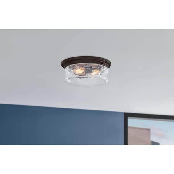 Silveroak 13 in. 2-Light Oil Rubbed Bronze Round Flush Mount Ceiling Light