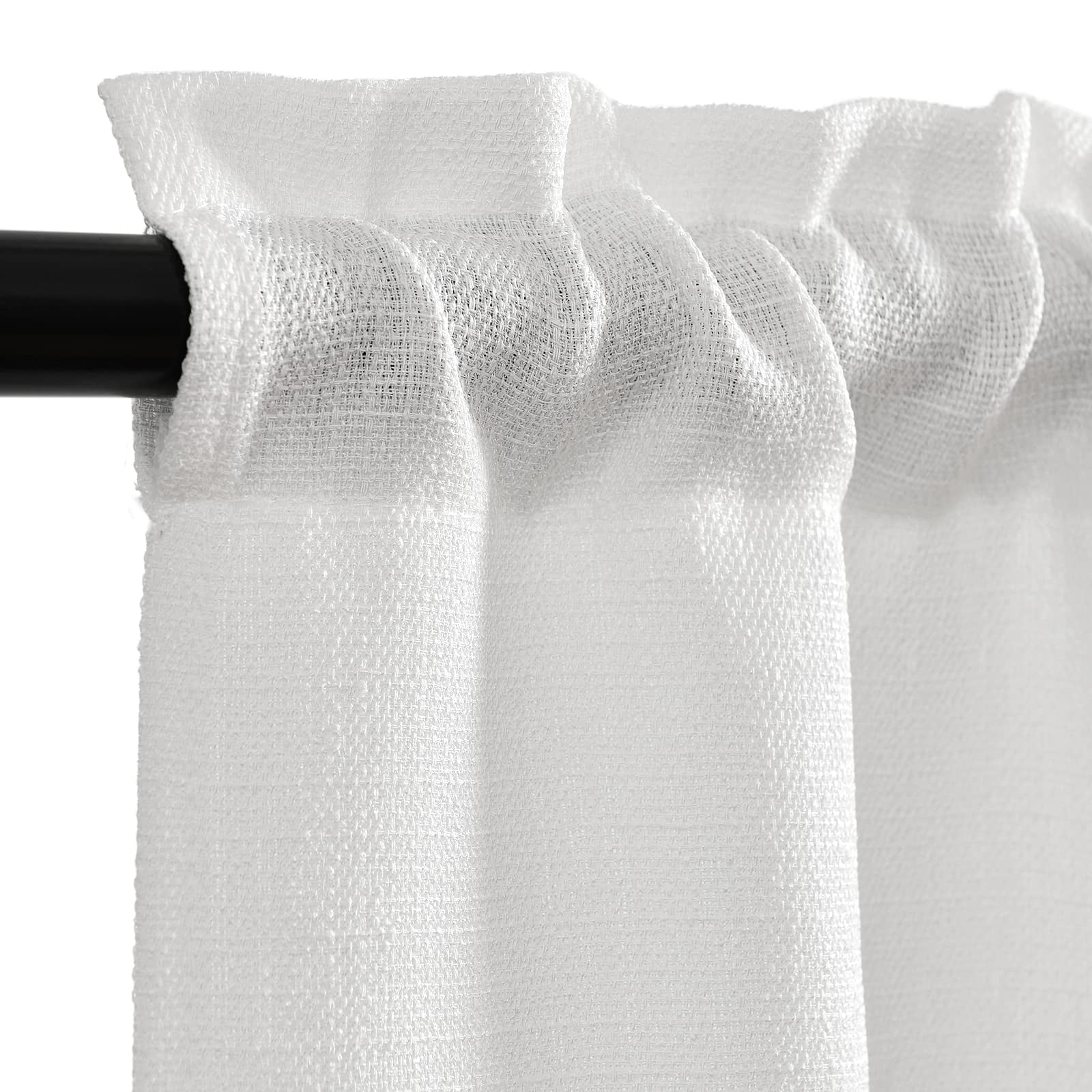 Curtainking Farmhouse Casual Weave Rod Pocket Semi-Sheer Cafe Curtains, 26