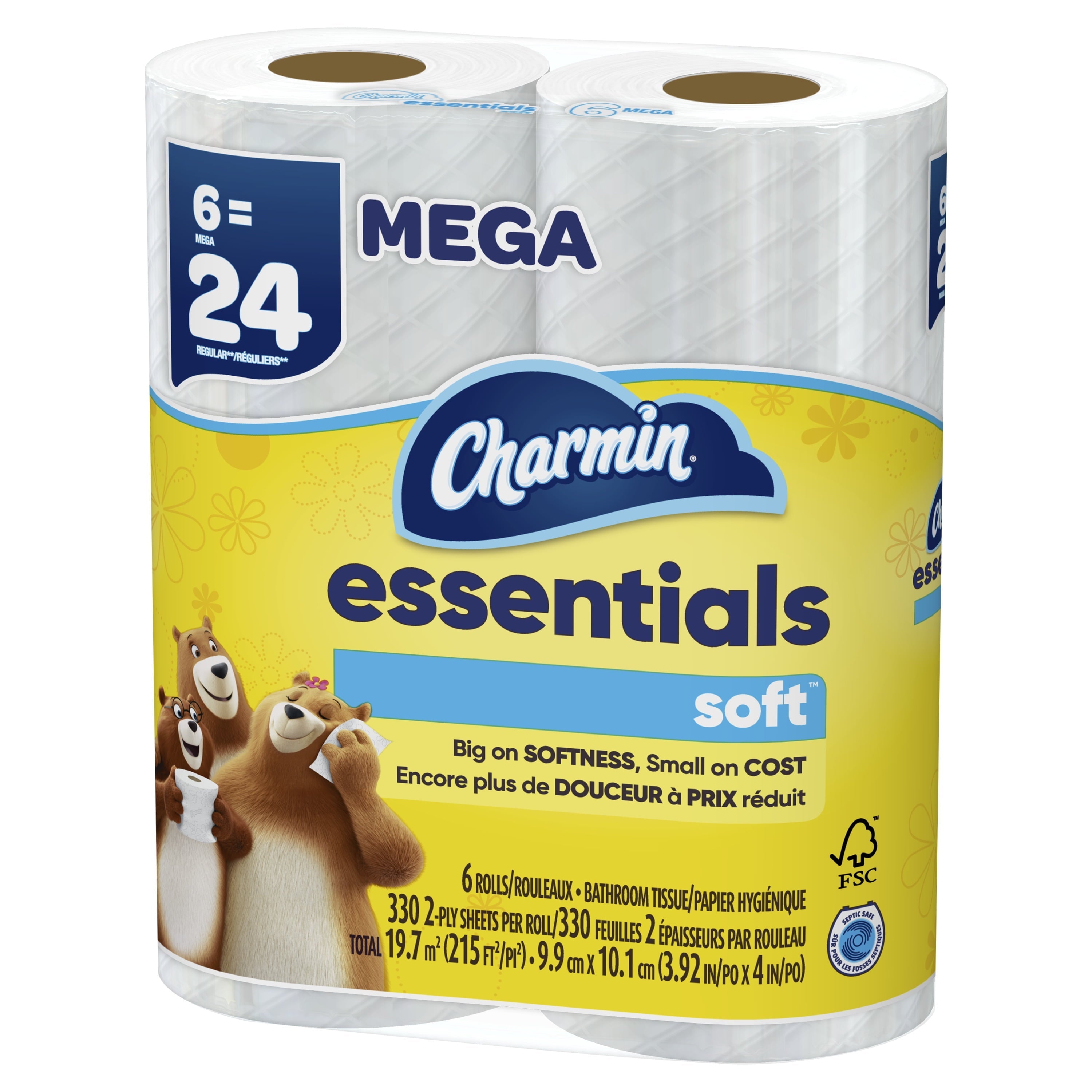 Charmin Essentials Soft Toilet Paper, 6 Mega Rolls