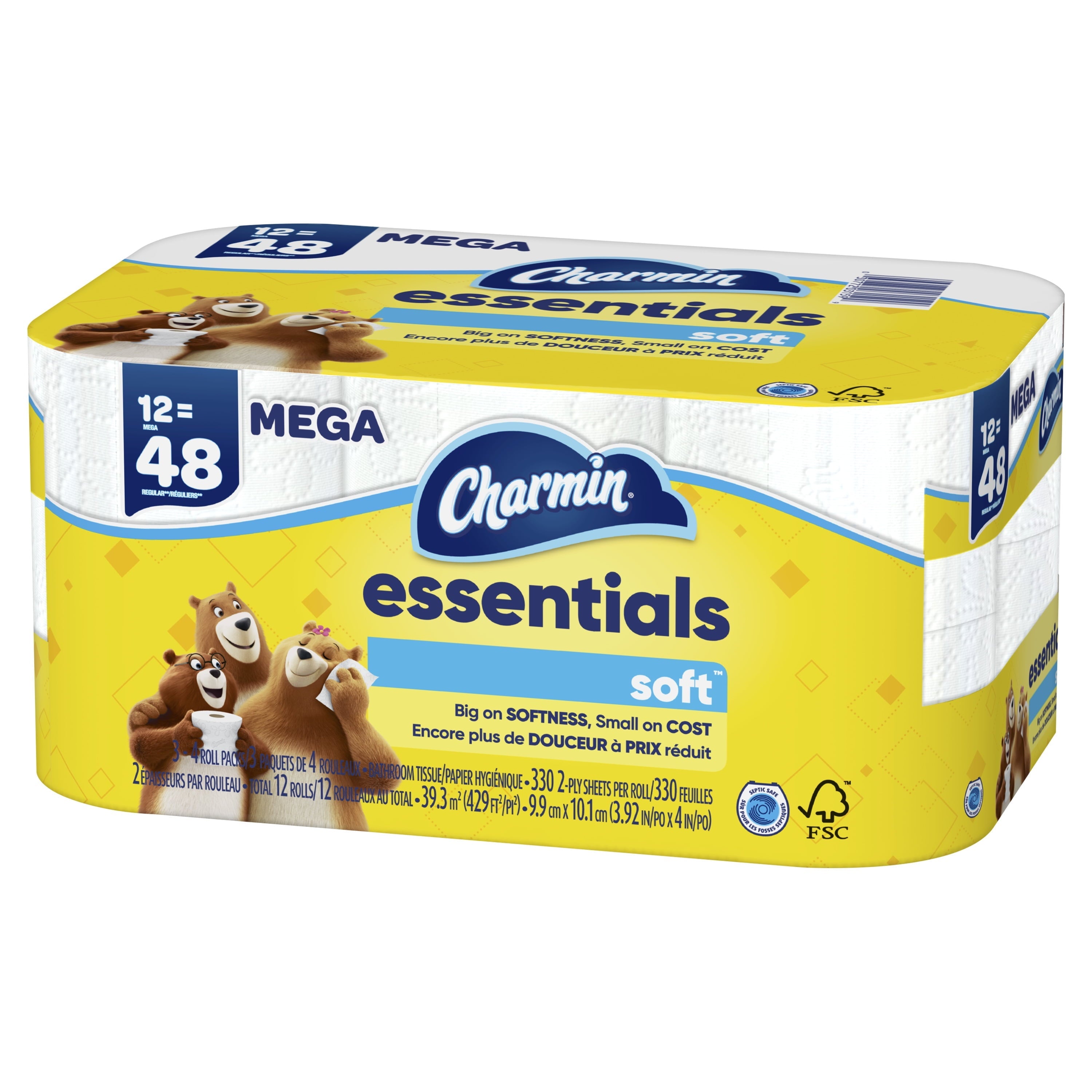 Charmin Essentials Soft Toilet Paper, 12 Mega Rolls