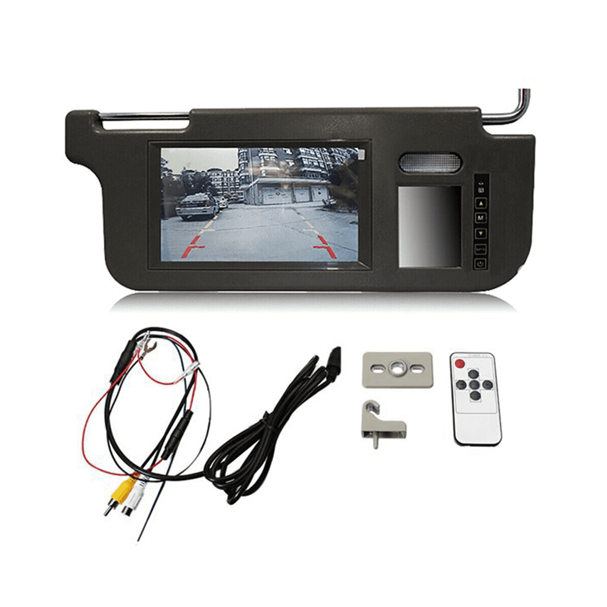 7Inch Black Car Right Sun Visor Rear View Mirror Screen LCD Monitor 2 Channel Video