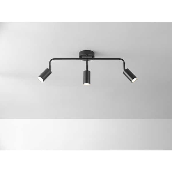 1500 Lumens 3-Light Matte Black Integrated LED Fixed Track Lighting Kit