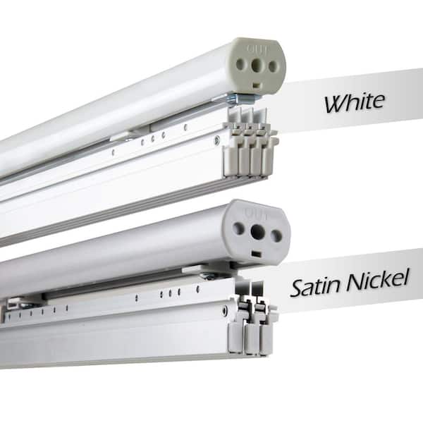 Metallic Snow 110 in. - 153 in. W x 94 in. L Adjustable Light Filtering 7-Panel White Panel Track with 23.5 in. Slates