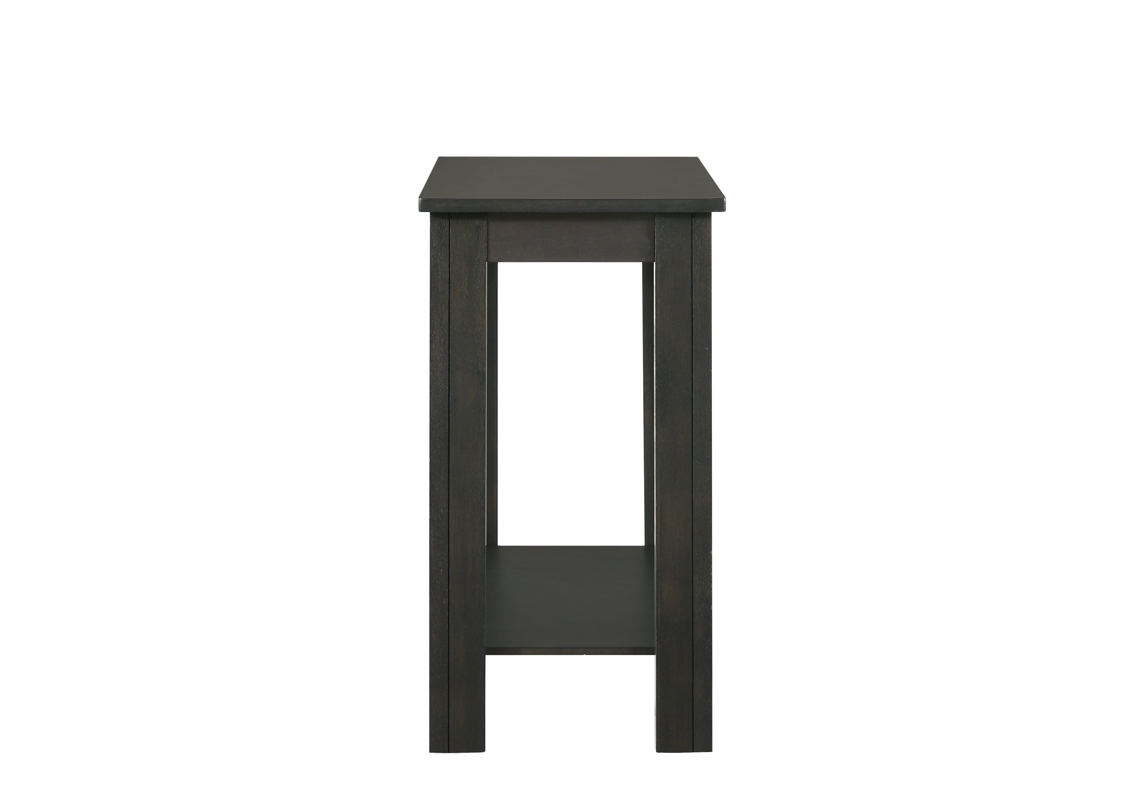 Crown Mark Pierce Transitional Charcoal Chair Side Table with Shelf