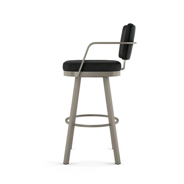 Thea 30 in. Black Polyester / Grey Metal Swivel Bar Stool
