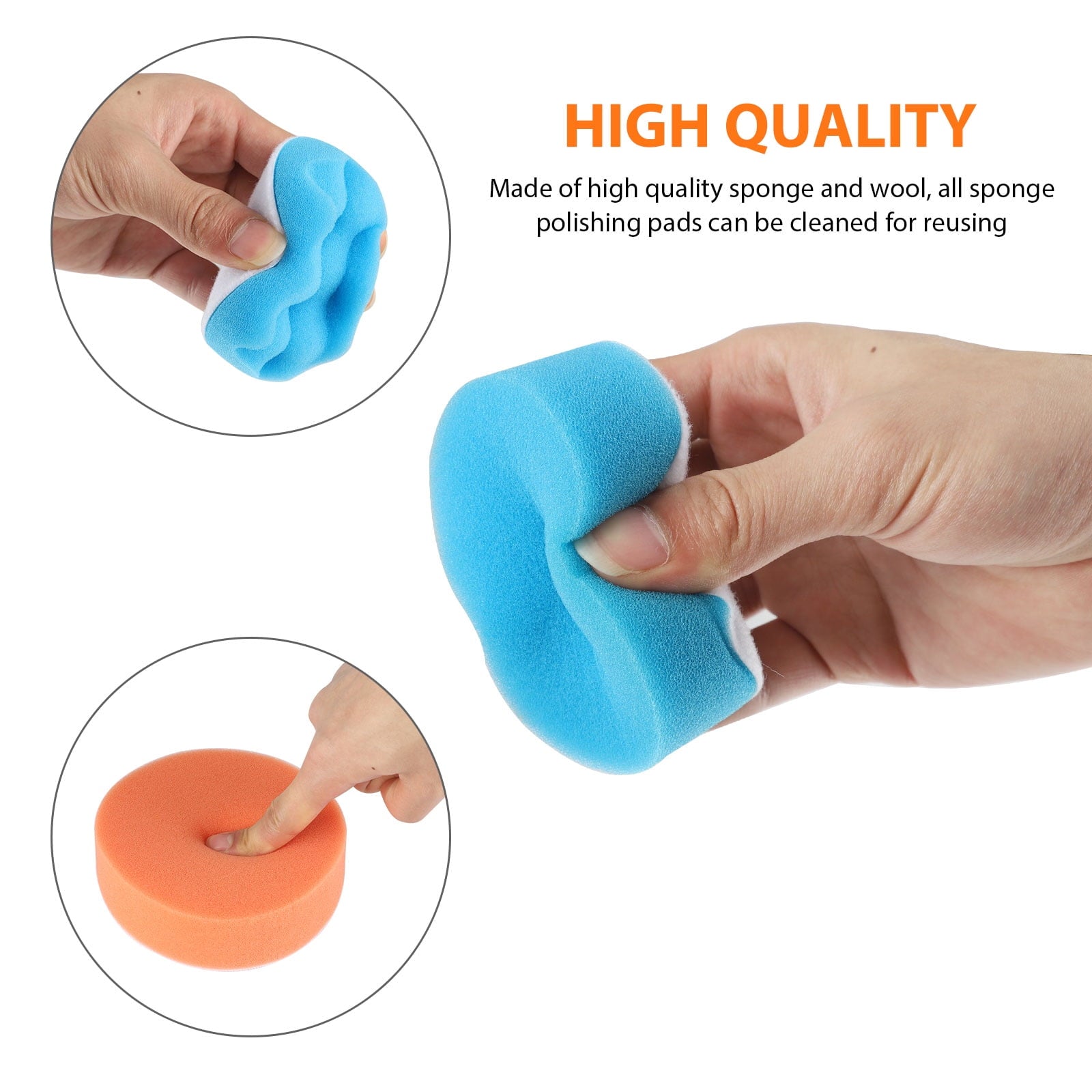 EEEkit 31pcs Car Polishing Sponge Pad Kit, Buffing and Polishing Kit with Waffle Foam,  Wool Grip Pads,  Backing Plates,  Drill Adapter,  Sanding Papers, Threaded Polisher Grip