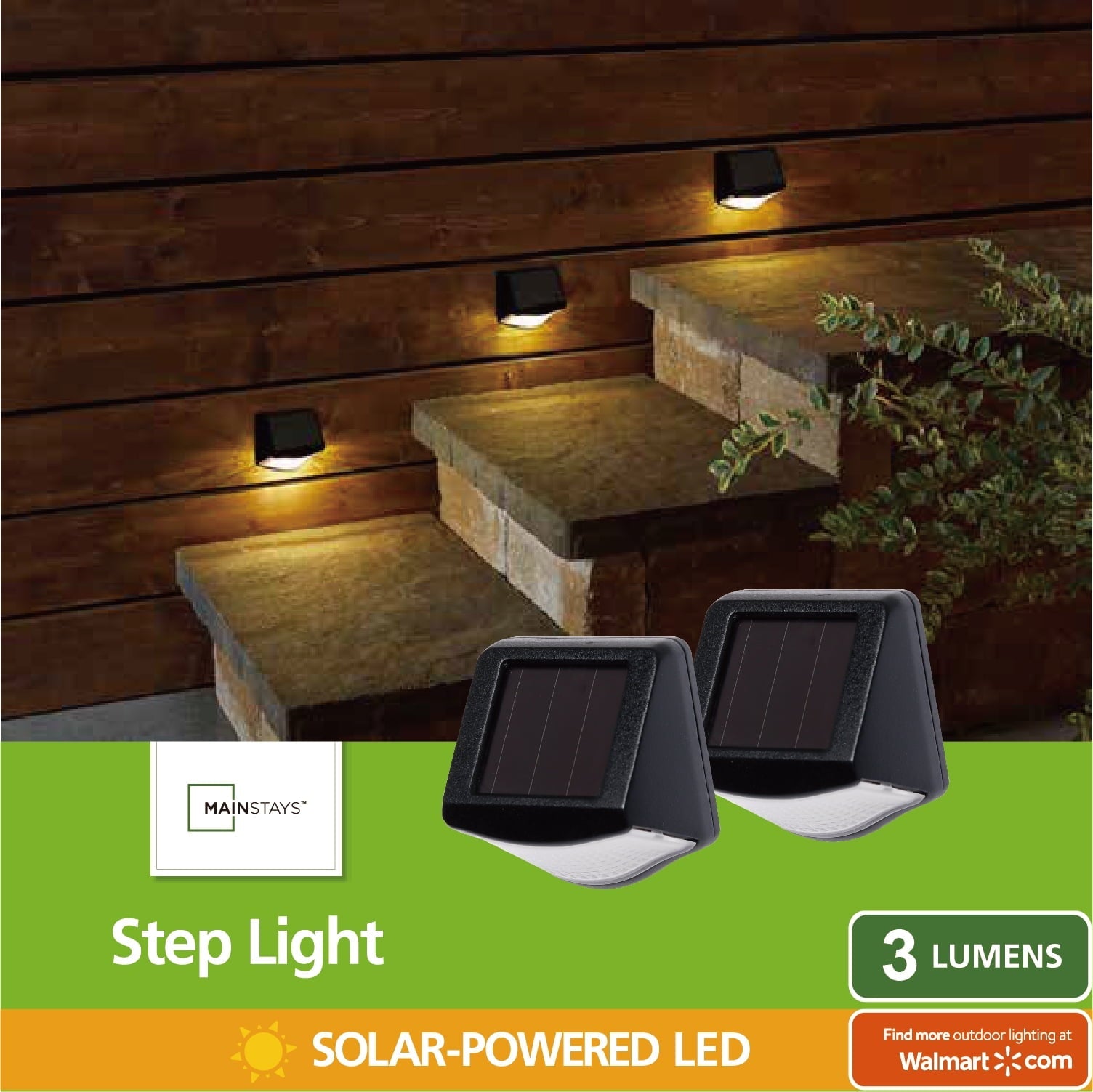 Mainstays Solar Powered Black Mountable LED Step Light, 3 Lumens (6 Count)