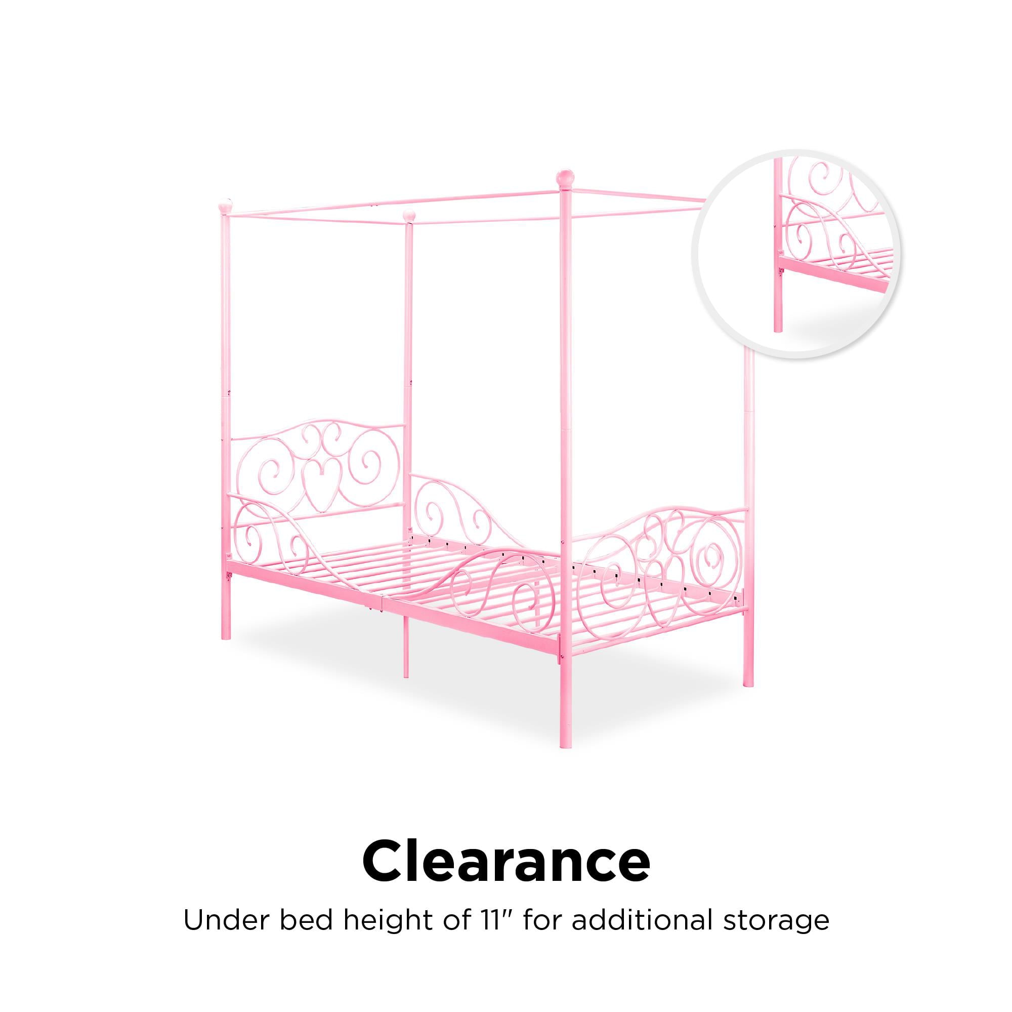 DHP Canopy Metal Bed, Twin, Pink