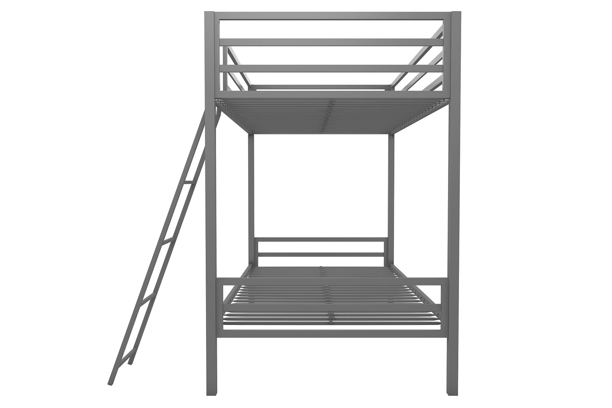 Teen Novogratz Charlie Twin-Over-Twin Metal Bunk Bed, Gray