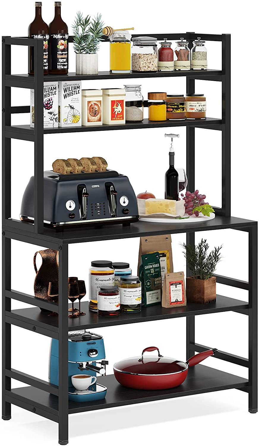 Tribesigns 5-Tier Kitchen Baker's Rack, Microwave Stand Utility Storage Shelf with Hutch