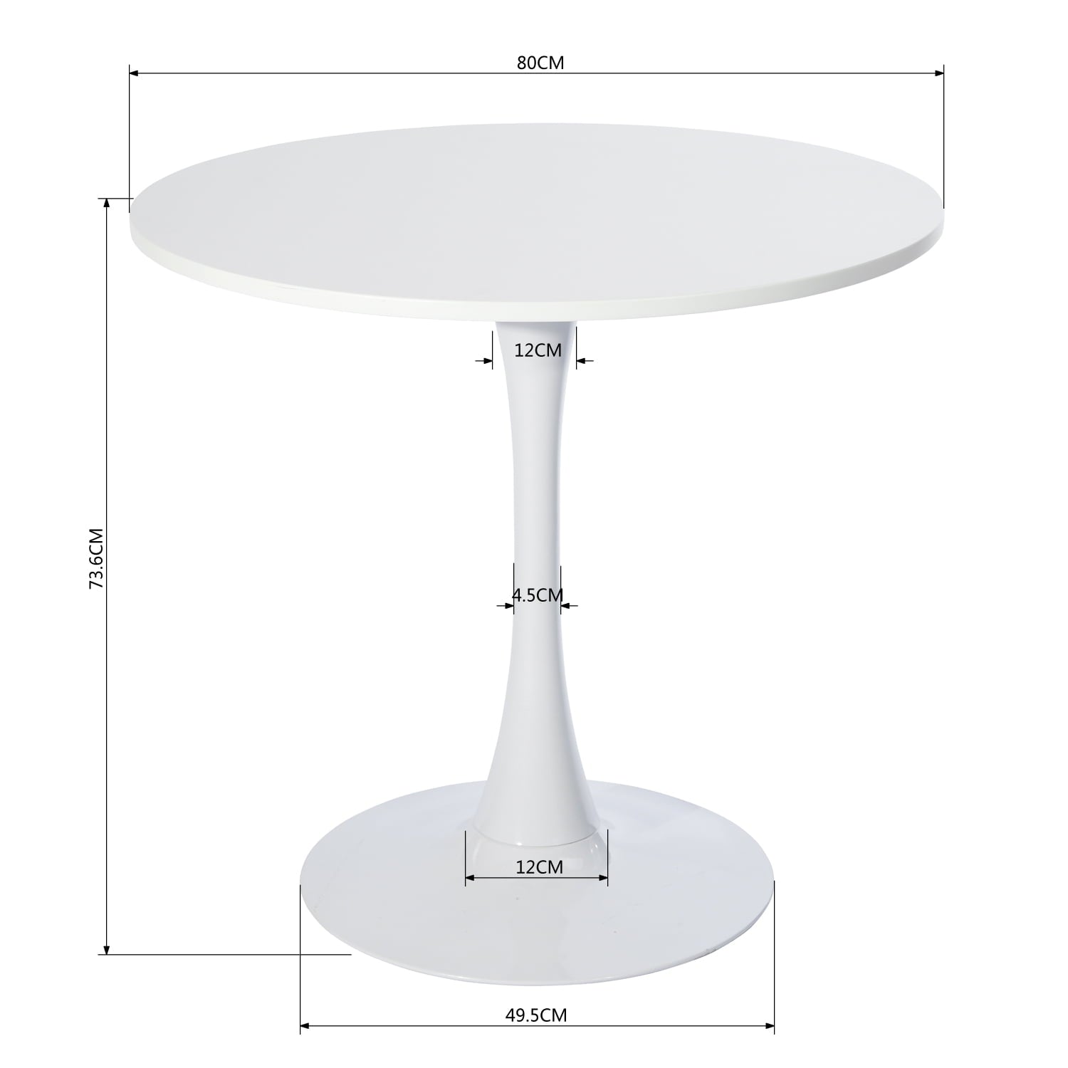 Homylin Modern 31.5 inches Round Dining Table Coffee Table with Pedestal Base in Tulip Design