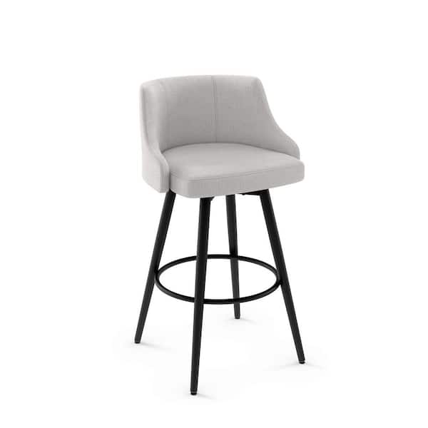 Duncan 26 in. Pale Grey Polyester / Black Metal Swivel Counter Stool