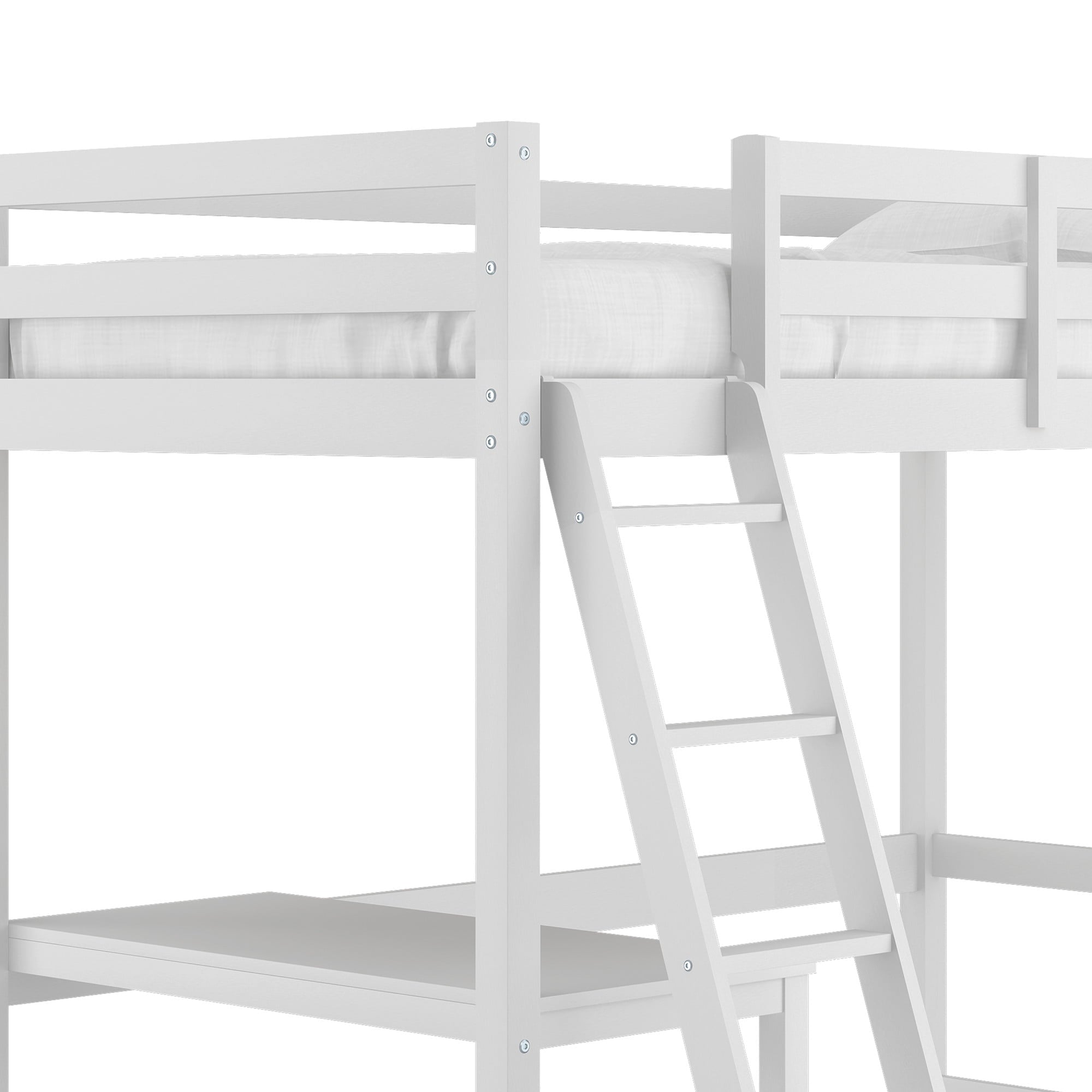 Hillsdale Campbell Wood Twin Loft Bunk Bed with Desk, White
