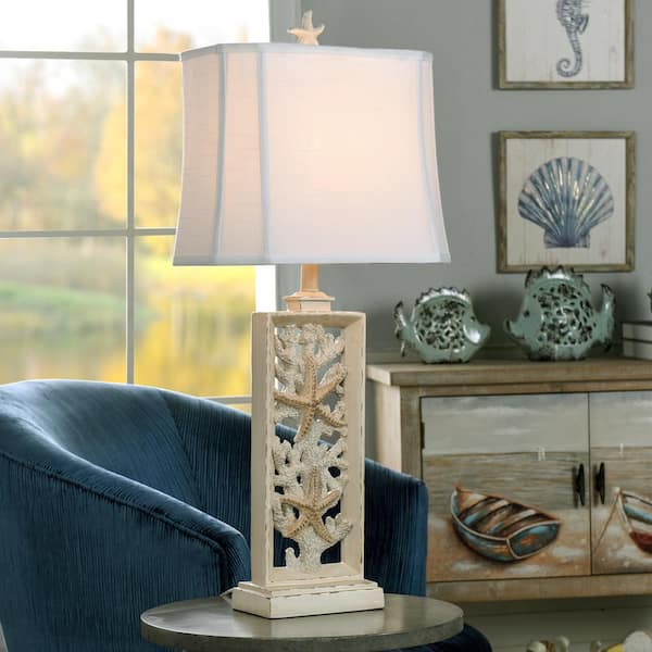 South Cove 33 in. Weathered Cream Table Lamp