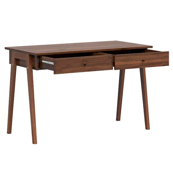 Hathaway 47.4 in. Walnut Writing Desk in Finished Wood