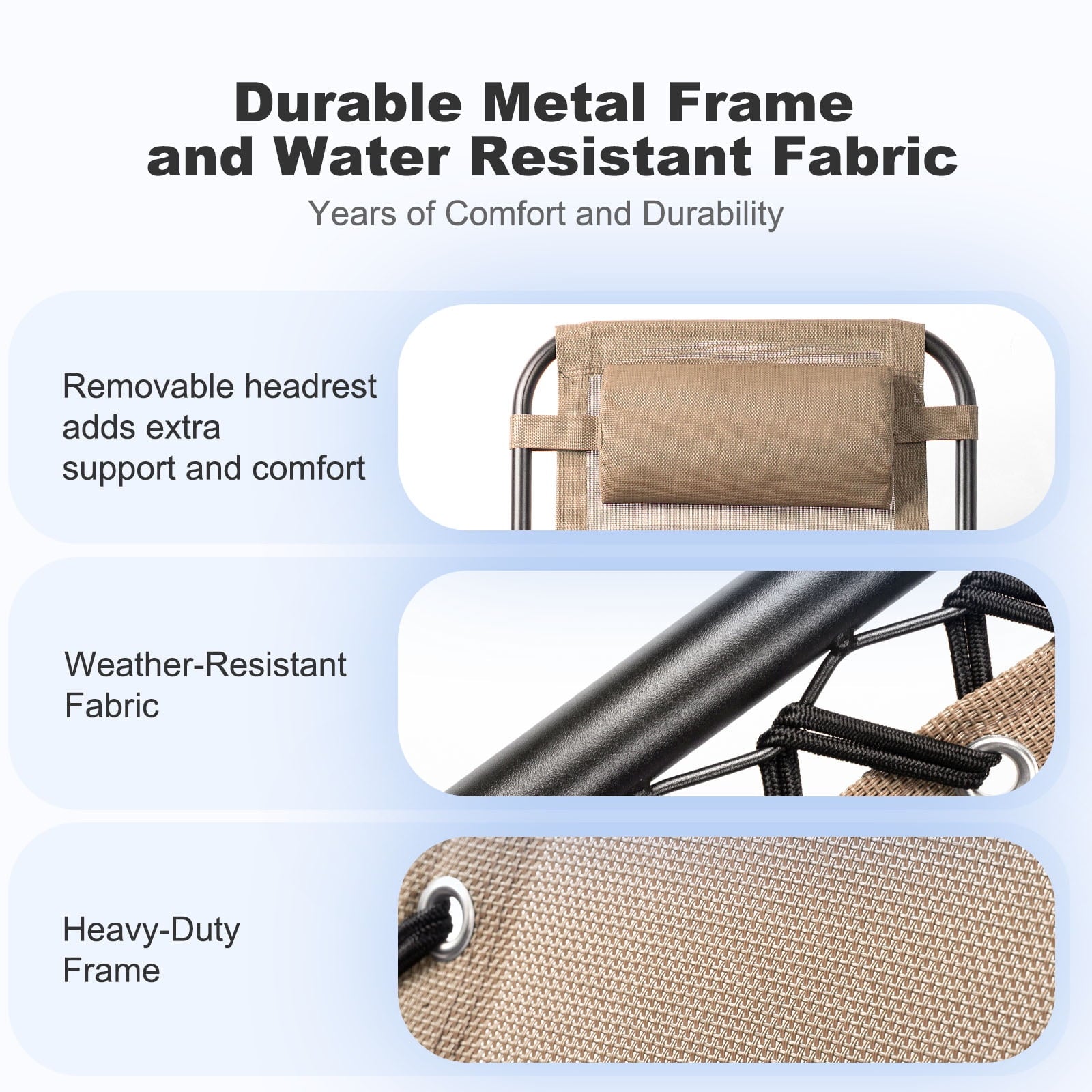 Nazhura Set of 2 Relaxing Recliners Patio Chairs Adjustable Steel Mesh Zero Gravity Lounge Chair Recliners with Pillow and Cup Holder (Khaki)