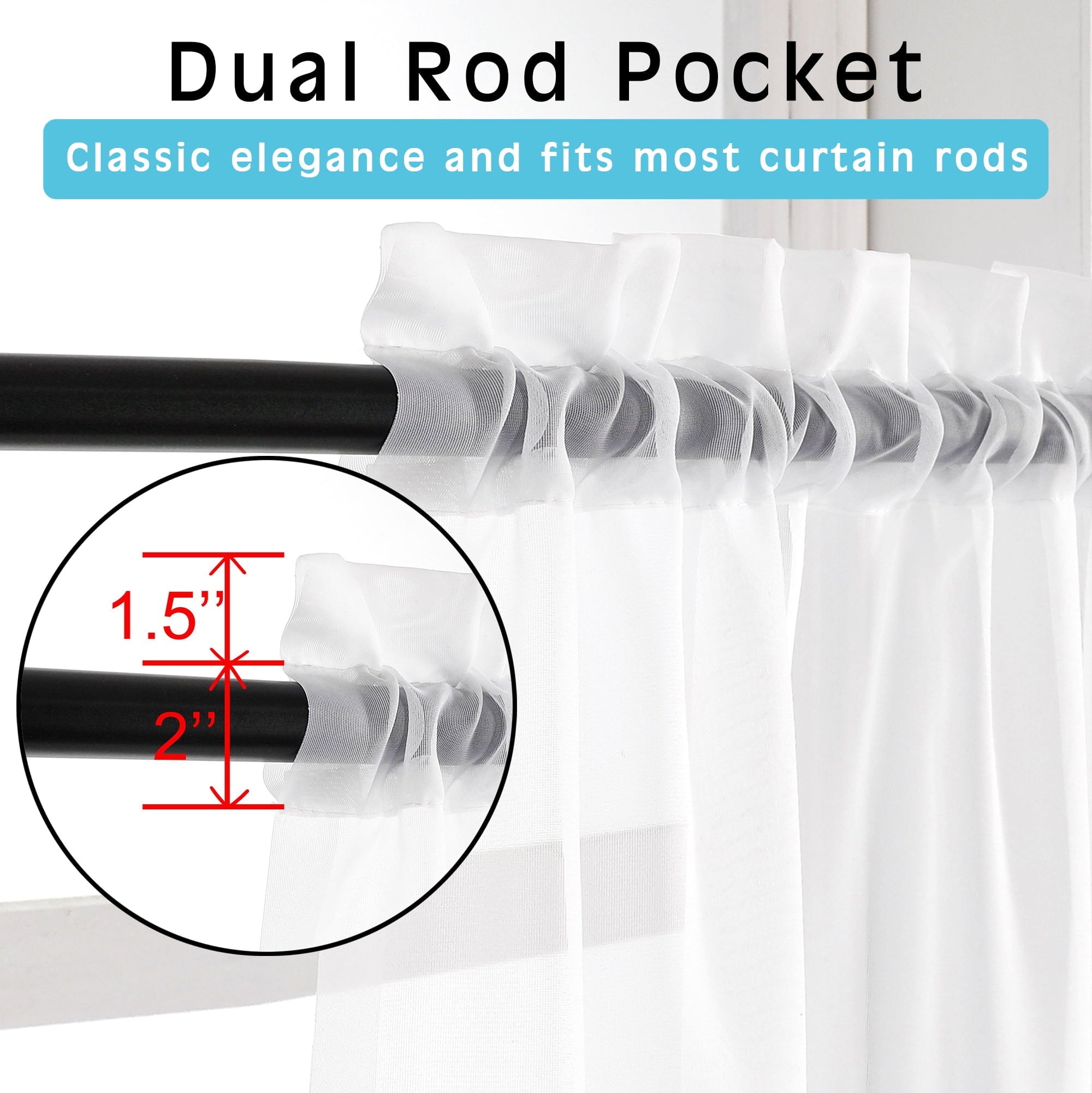 OVZME White Sheer Curtains 84 Inch Length 4 Panels, Semi Transparent Voile Rod Pocket Sheer Window Drapes for Bedroom Bed Canopy Living Room Dining Wedding Party Backdrop, 4 Pack of 40W x 84L inch