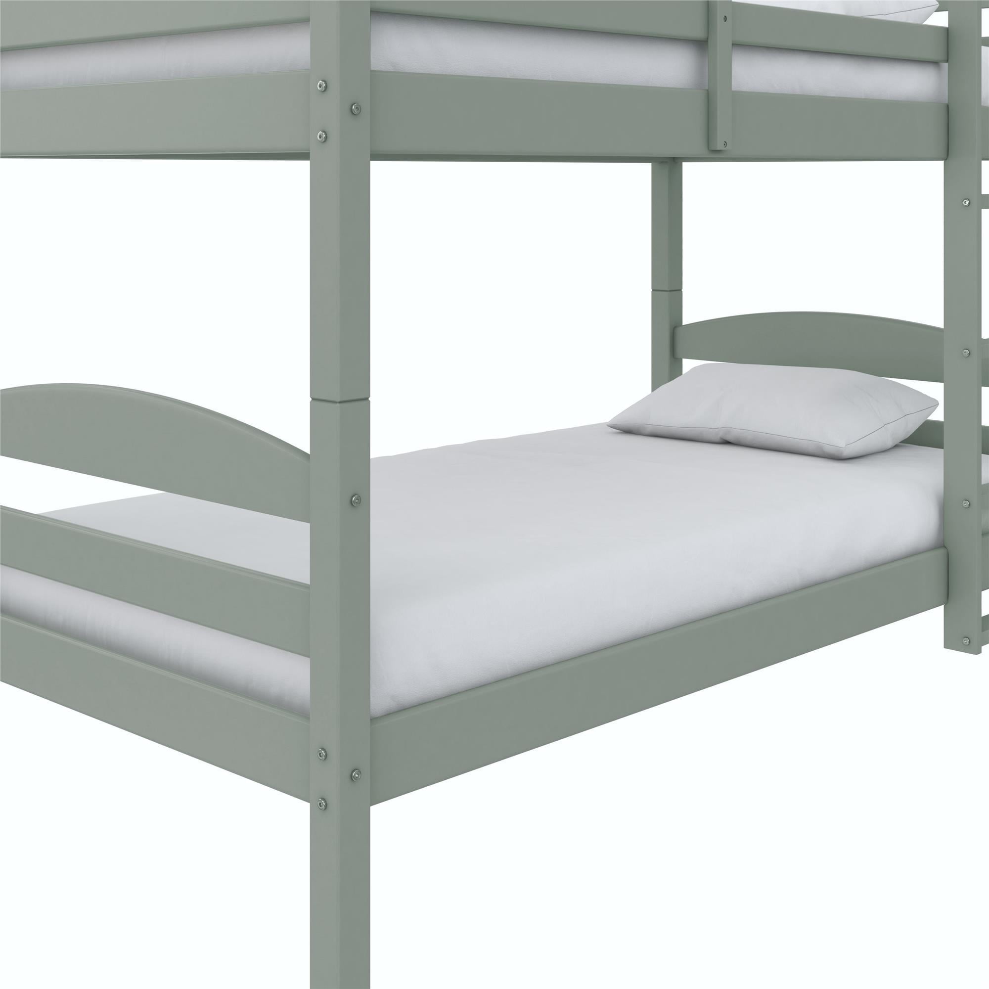 Better Homes & Gardens Leighton Solid Wood Twin-over-Twin Convertible Bunk Bed, Sage Green