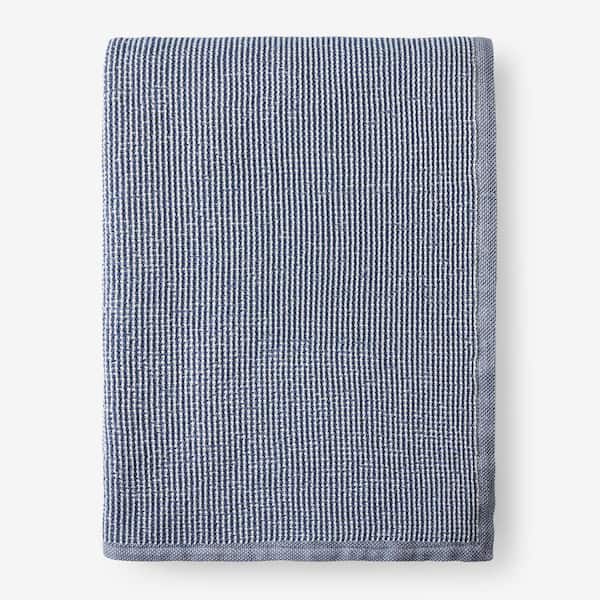 Ellington Navy Cotton King Woven Blanket