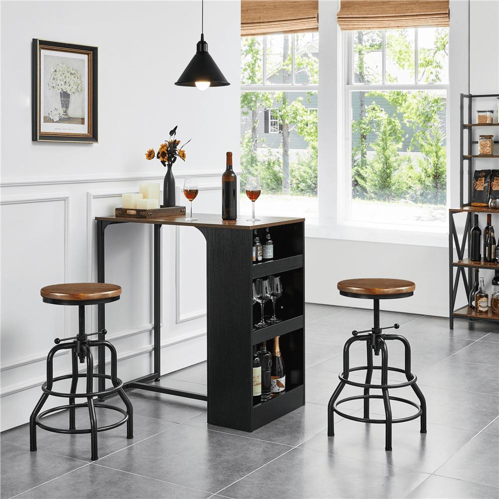 SMILE MART Vintage Metal Industrial Bar Stool Counter Height for Kitchen Restaurant Bar, Brown