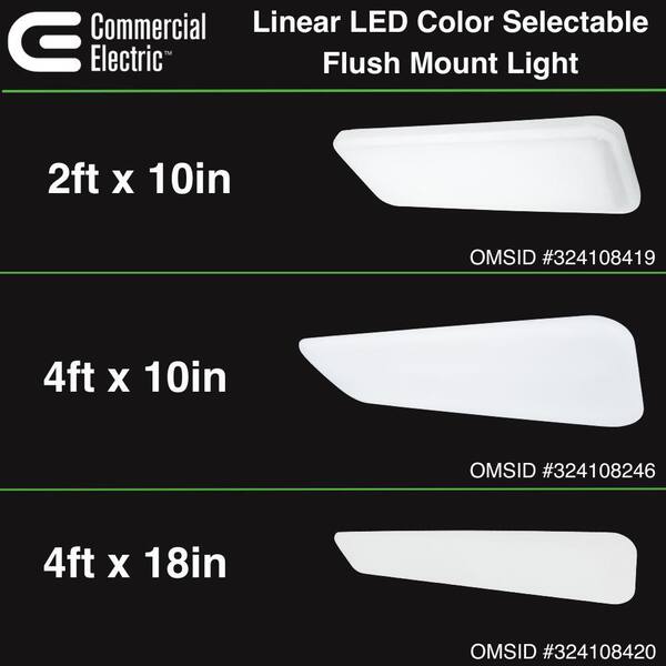 24 in. x 10 in. Low Profile LED Flush Mount Rectangular Light Fixture 1600 Lumens 3000K 4000K 5000K Kitchen Lighting