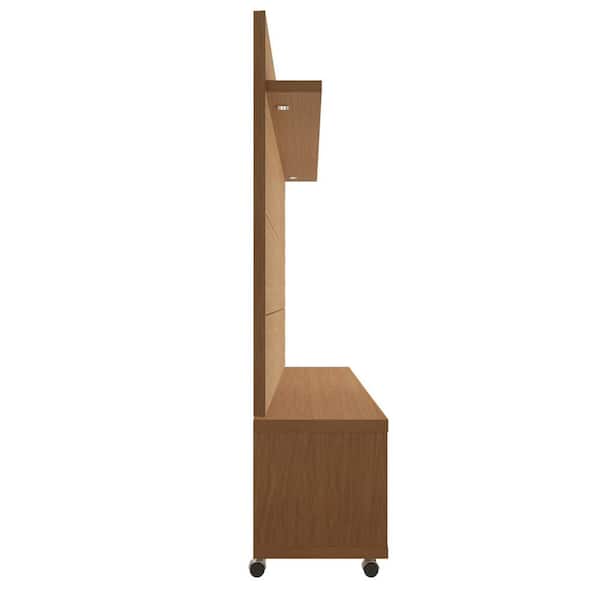 Cabrini 71 in. Maple Cream and Off White Wood Entertainment Center with 3-Drawer Fits TVs Up to 60 in. with Wall Panel