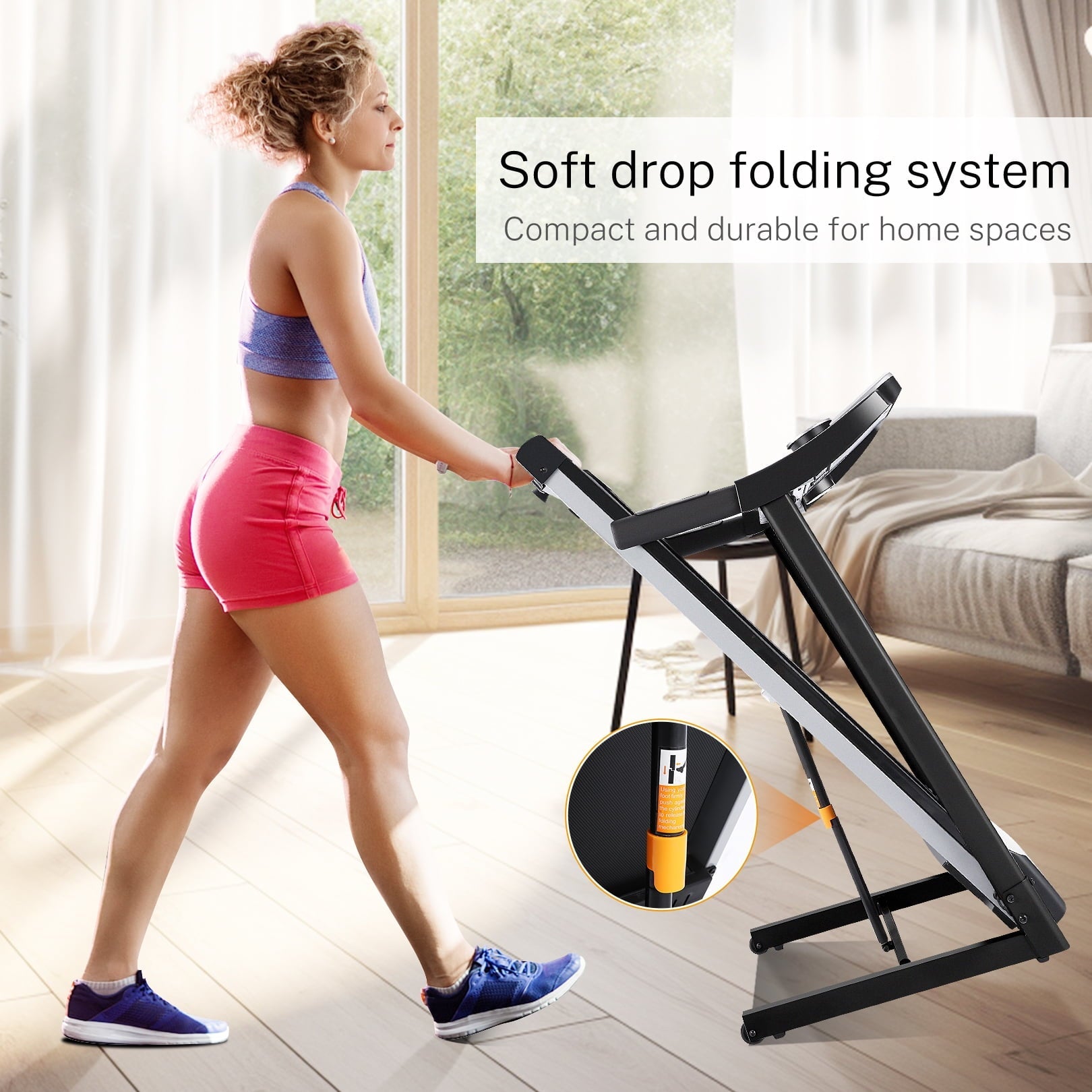 Tikmboex Electric Motorized Treadmill with 3 Incline Levels 3.25HP Brushless Motor WiFi Connection and APP Control for Home Office Walking Running